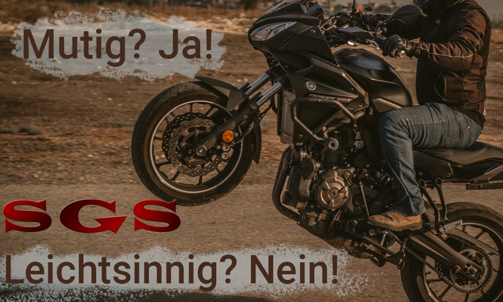 Biker beim Wheelie - SGS für die Mutigen